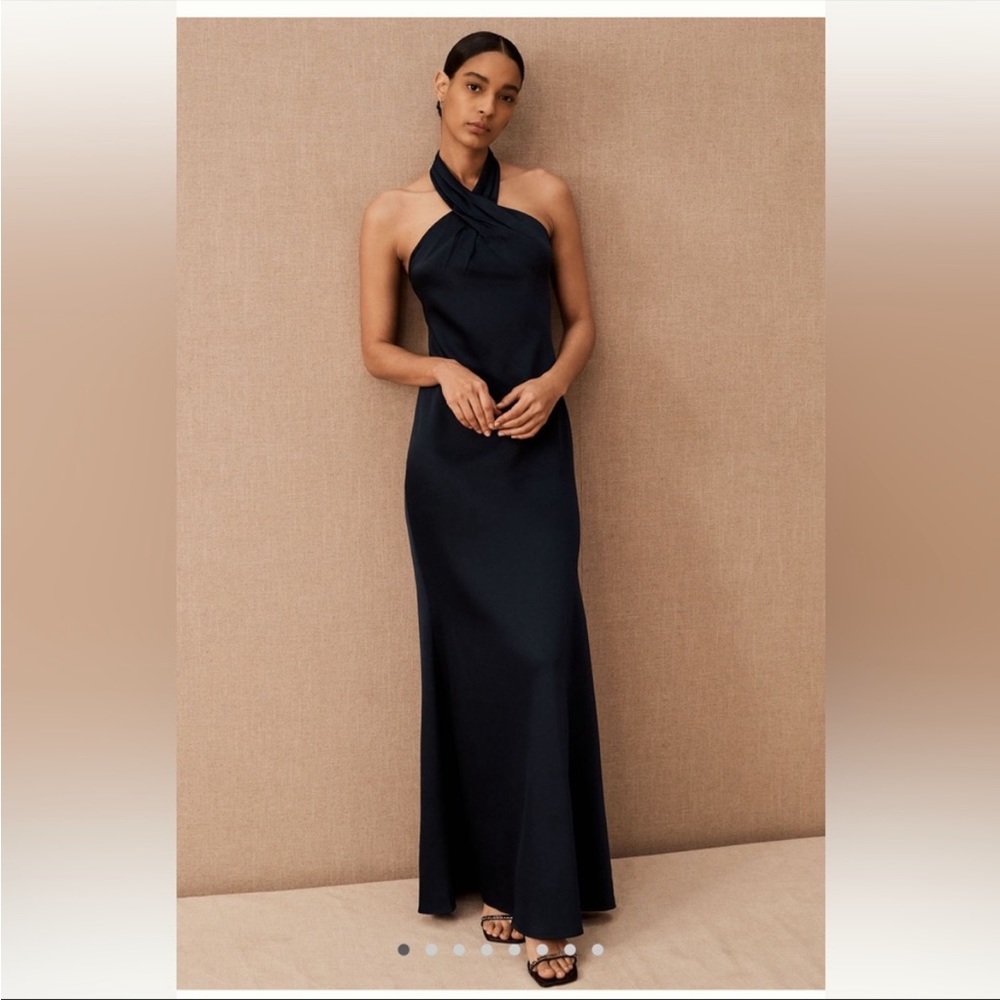 BHLDN Ruby Twist Halter Satin Gown